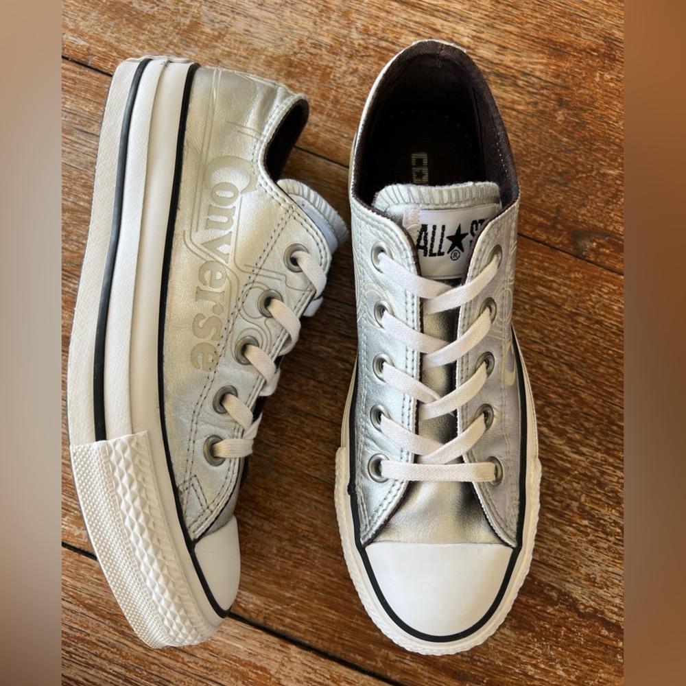 Converse All Star Century Project Leather Metallic Silver Low Top M3 W5